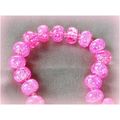 8 no. Round Pink Crackle Crystal Glass 15 mm Be...