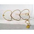 Gold metal heart shaped hair clip clamp barrett...