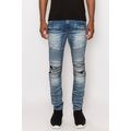 Men Creased Biker Denim Jeans