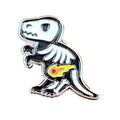 Dinosaur Pin Badge 3 cm x 3 cm White Black Silv...