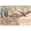 Thun Berner Oberland Antique Map Bird Gruss Aus...