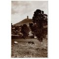 REAL PHOTOGRAPHIC POSTCARD OF GLASTONBURY TOR S...