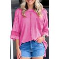 Bright Pink Oversized Mineral Wash Textured Bra...