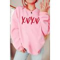 Pink Heart XOXO Graphic Crewneck Drop Shoulder ...