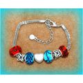 Summer Gift Heart Charm Euro Beads Silver Tone ...