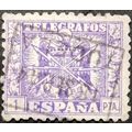 STAMP Spain 1Pta Telegraph Stamp Used