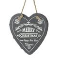 Merry Christmas Hanging Slate Heart Plaque Sign...