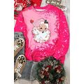 Rose Christmas Santa Claus Tie Dye Print Pullov...