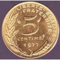 1977 France 5 Centimes Coin