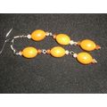 Elegant coffee cream oblong ceramic bead long s...
