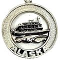 Alaska Keychain Souvenir Silver-Tone Metal Ferr...