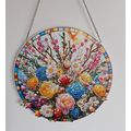 Completed Diamond Art Floral Pattern Suncatcher...