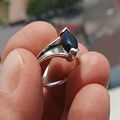Minimalist Black Onyx silver Ring, Sterling Sil...