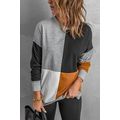 Color Block Round Neck Long Sleeves Pullover Sw...