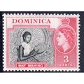 1954 Dominica Sg144 3c BLACK & CARMINE UN MOUNT...