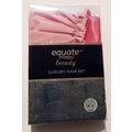 Pink Satin Shower Cap and Grey Microfiber Turba...