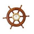 Deluxe Class Wood And Brass Ship Wheel Clock 18""