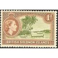 British Solomon Islands QEII 1956 1d Green & Br...