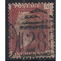 1858 SG43 1d Red Plate 208 Good/Fine Used Check...