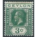 Ceylon 1919 SG302 3c Blue-Green Mounted Mint . ..