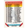 1993 Topps Baseball Checklist 3 of 6 unmarked c...
