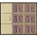 537, Mint FVF LH 3¢ Top Plate Block of Six Stam...