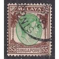 Singapore Malaya 1948 KGV1 $5 Brown & Green use...