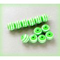 15 no Candy Stripe Green Acrylic 8 mm Round Bea...