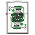 King of Pot Cannabis Satin Chrome Zippo Lighter