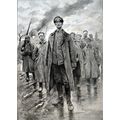 GERMAN OFFICER IN FRONT OF A GROUP OF PRISONERS...