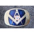 German silver belt buckle- Mason / Masonic temp...