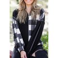 Black Checkboard Patchwork Exposed Stitching Co...