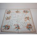 VTG Linen Handkerchief Floral Pattern Poppy Rib...