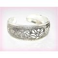 Tibetan Silver Hill Tribe Floral Carved Relief ...