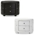 Oval Faux Leather Nightstand 2-Drawer Glamour W...