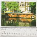 old postcard Amsterdam, Singel with Houseboat f...