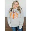 Halloween Pumpkin Leopard Print Plus Size Sweat...