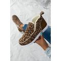 Brown Leopard Print Ankle Patched Flat Winter F...