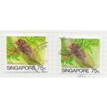 SINGAPORE 1985 INSECTS CICADA 75c BOTH PRINTING...