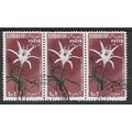 SOMALIA 1955 TRIPLET STRIP x3 FLOWERS USED