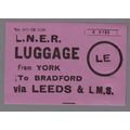 LONDON & NORTH EASTERN RAILWAY LUGGAGE LABEL - ...