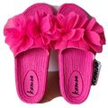Kamoa Pink Flowers Summer Beach Sliders Shoes S...