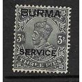 BURMA 1937 OVERPRINT SERVICE ON 3P USED SG O1