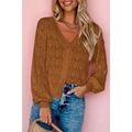 Brown Lightweight Buttoned Front Crochet Cardigan
