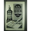 1919 Sanford's Fountain Pen Ink Ad - Most Satis...