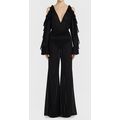 LA PERLA BEJEWELED Black Silk Flared Jumpsuit B...