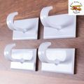 8 x WHITE STICKY BACK HOOKS Self Adhesive Loops...