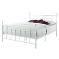 Full White Metal Platform Bed Frame with Headbo...