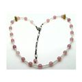 Pink Opal Glass Beaded Choker Necklace