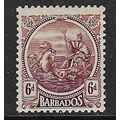 BARBADOS 1921-4 WMK MULTI-SCRIPT CA 6d MINT SG225